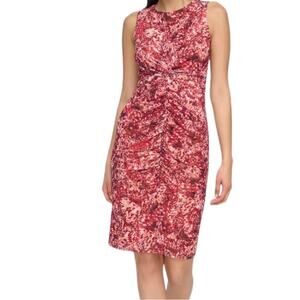 Vince Camuto dress floral print hi low midi pink size 2
